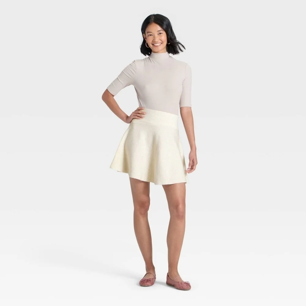 NWT A New Day Skater Sweater Skirt Mini  Oatmeal Color Women Oatmeal Size XL